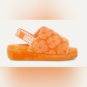 UGG Bright Orange Fluff Yeah Poppy Slippers